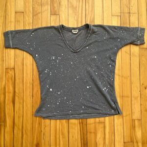 Zadig & Voltaire Portland Amour Paint Splatter V-Neck Sweatshirt Gray Medium